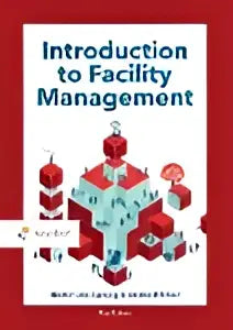 Rood-wit hardcover boek introduction to facility management door bernhard drion met geometrisch ontwerp op de omslag