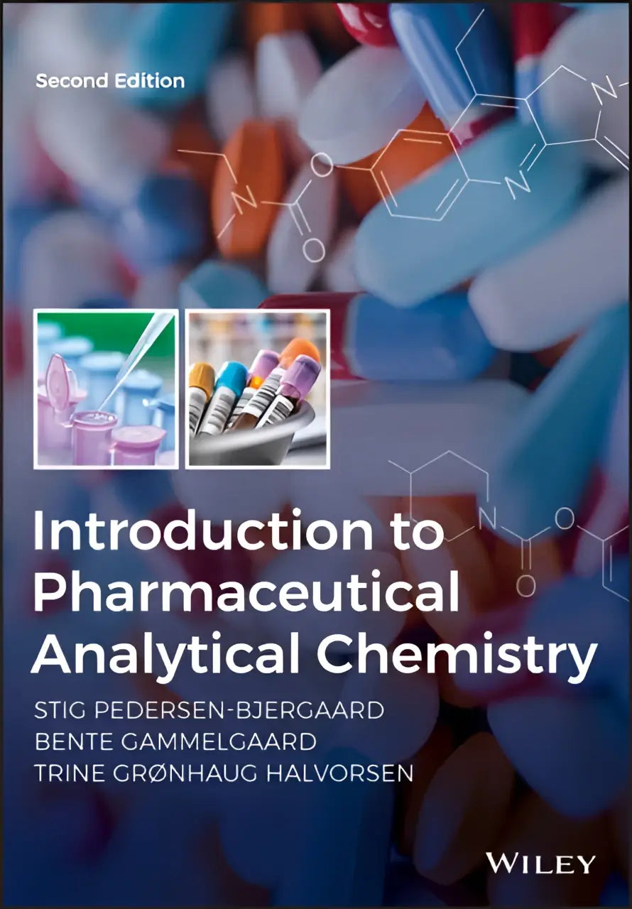 De boekcover van introduction to pharmaceutical analytical chemistry tweede editie door stig pedersen-bjergaard et al. van wiley