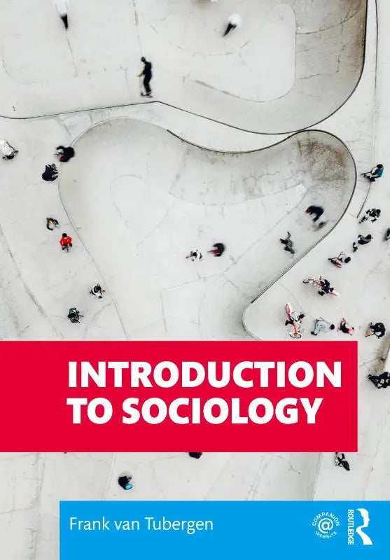 De cover van het boek introduction to sociology door frank van tubergen met een rode banner en een blauwe footer met het routledge logo