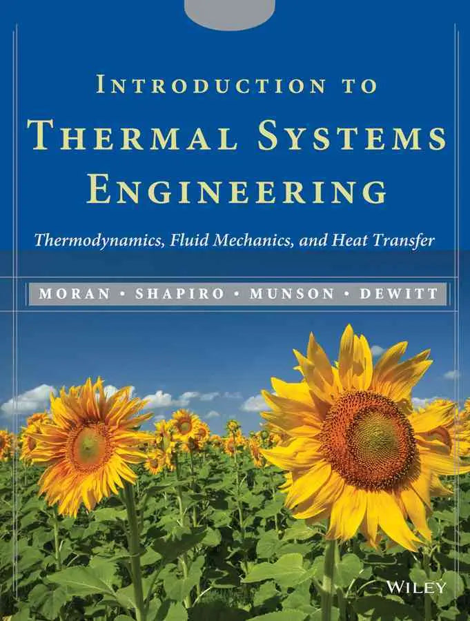 Blauw hardcover leerboek introduction to thermal systems engineering met zonnebloemveld voorzijde thermodynamica en stromingsleer