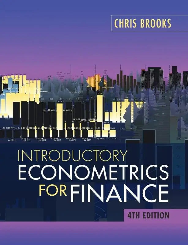 The book cover of introductory econometrics for finance by chris brooks 4th edition features a blue and white design for finance studies