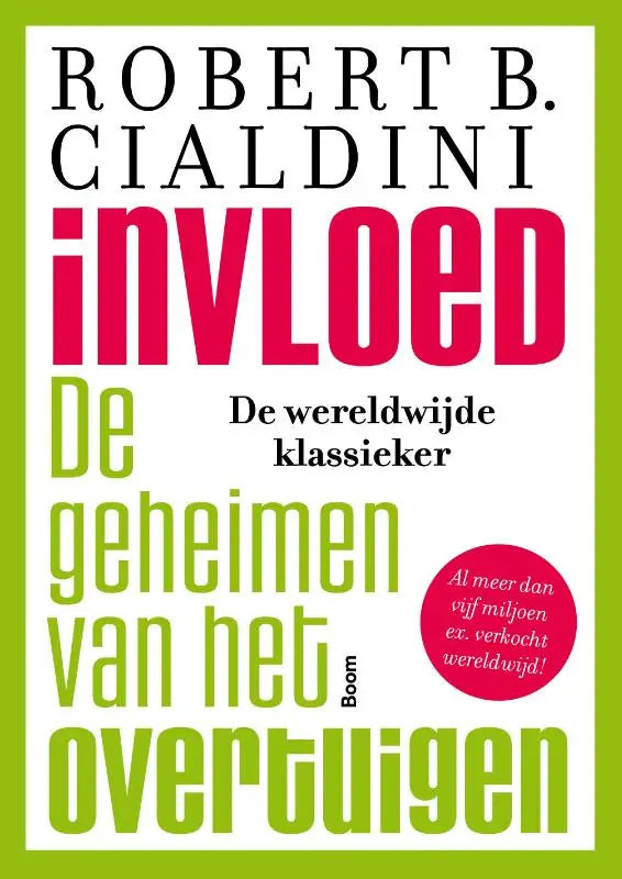 De boekcover van invloed door koninklijke boom uitgevers toont rode en groene typografie op een witte achtergrond