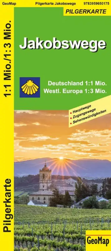 Jakobswege Deutschland und westliches Europa - 1:1.000.000/3.000.000