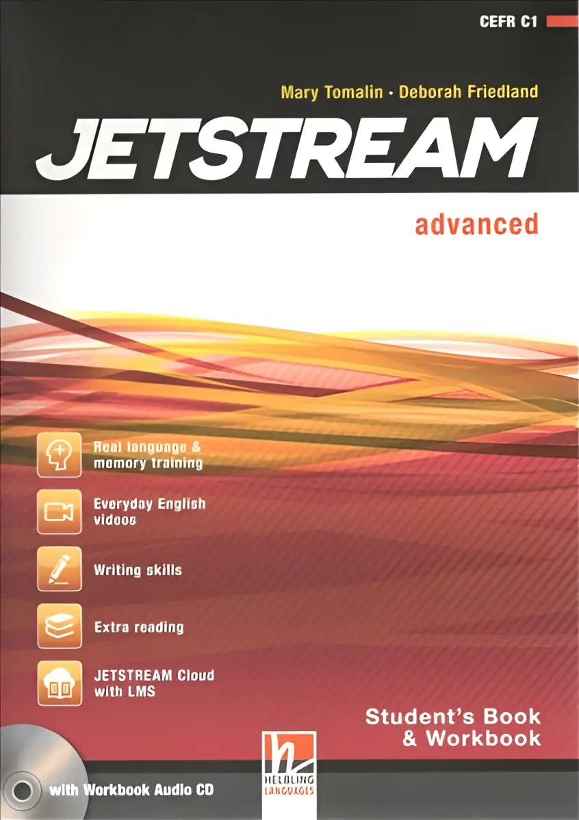 Jetstream Advanced studentsboek en werkboek met zwart-wit omslag en oranje-rode golven