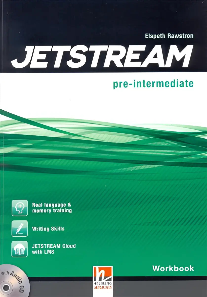 Jetstream Pre-Intermediate Workbook met groene witte golfhoes en e-zone