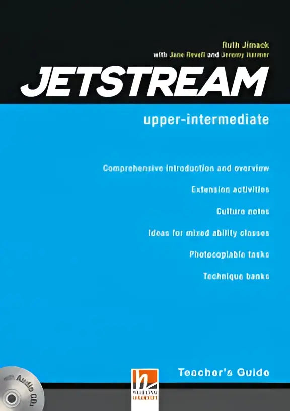 Jetstream upper-intermediate lerarenboek met blauwe kaft, witte tekst en audio cd