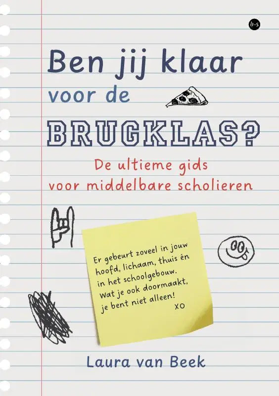 Gele sticky note met handgeschreven tekst op een gelinieerd notitieboekblad in ultieme gids voor middelbare scholieren