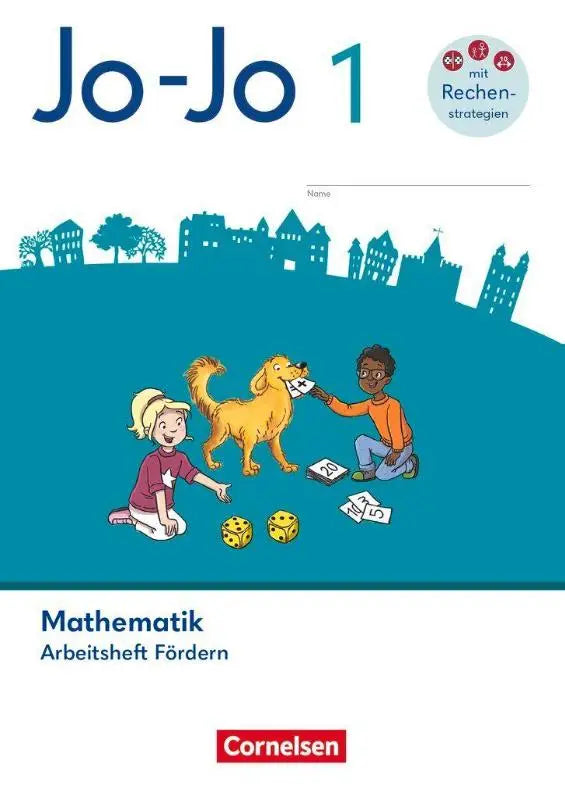 Jo-jo mathematik 1 arbeitsheft allgemeine ausgabe 2026 mit türkisfarbenem cover und kindern beim würfeln