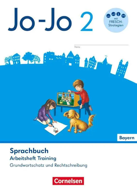 Jo-jo sprachbuch 2 für grundschule bayern mit blauem cover und kindern zur übungsunterstützung grundwortschatz und rechtschreibung