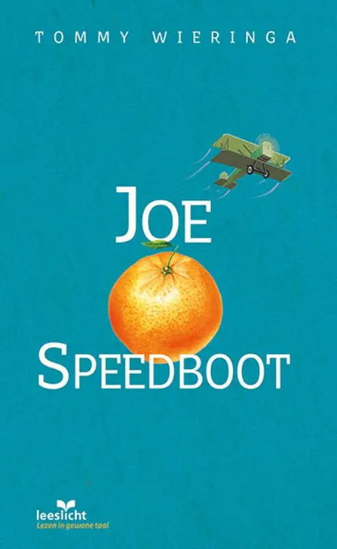 Vibrant orange citrus fruit on teal background with stylized white text and airplane illustration in joe speedboot product