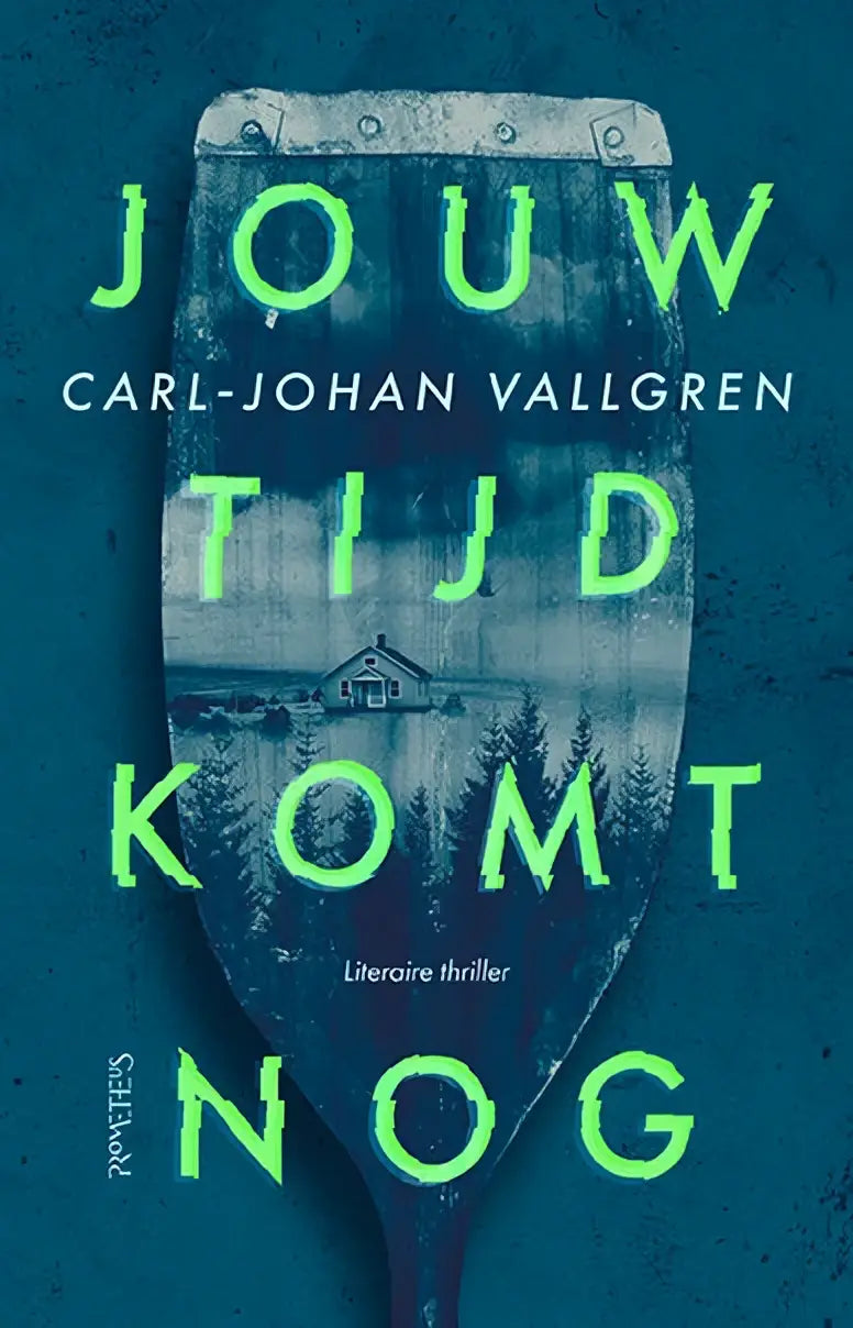 De boekcover van jouw tijd komt toont een verweerde metalen peddel met blauwe grijze afwerking rivetten literaire thriller carl-johan vallgren