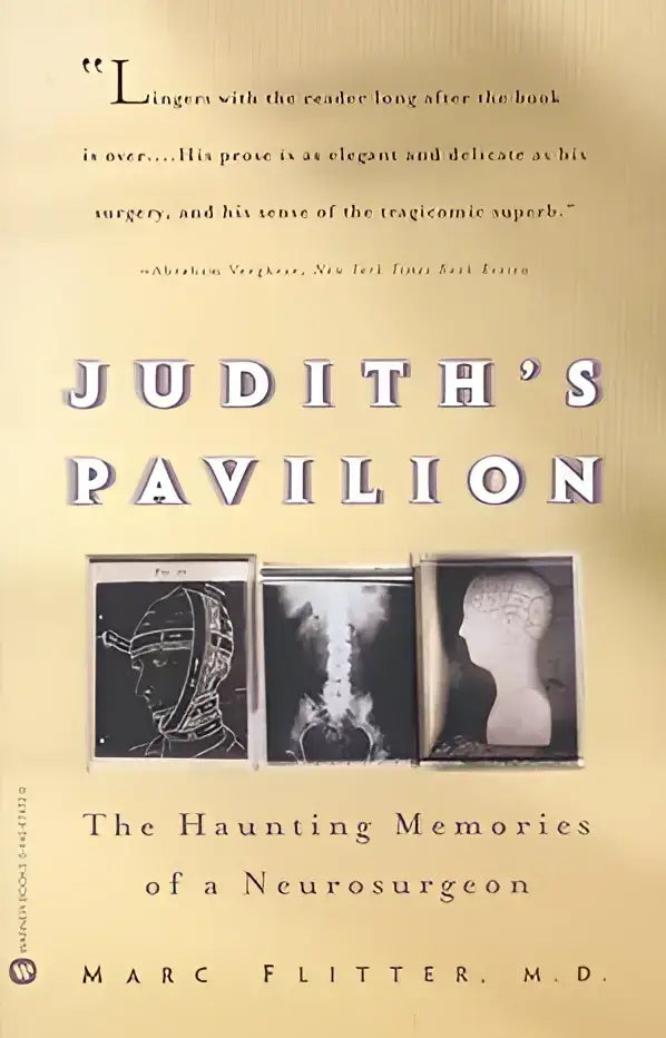 De boekomslag van judiths pavilion door marc flitter md toont een medisch thrillerboek over hersenchirurgie en herinneringen
