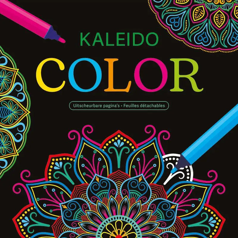 Vibrante kaleido color mandala kleurboek met uitneembare pagina’s en kleurrijke markers voor ontspanning en creativiteit