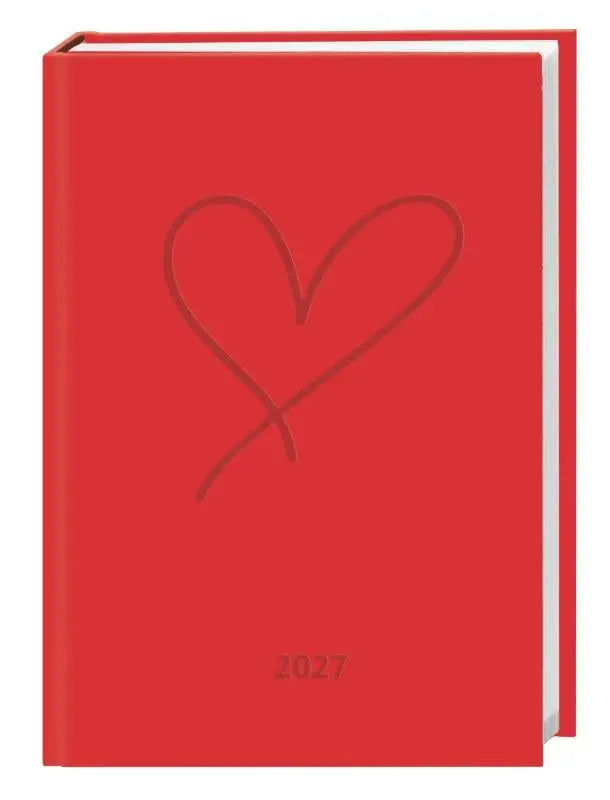 Kalenderbuch A6 koralle 2027 - Praktischer Planer für den Alltag mit Wochen-Kalendarium. Taschenkalender im fröhlichen Rot mit Platz für Termine und Notizen im Format 11,5 x 16,3 cm