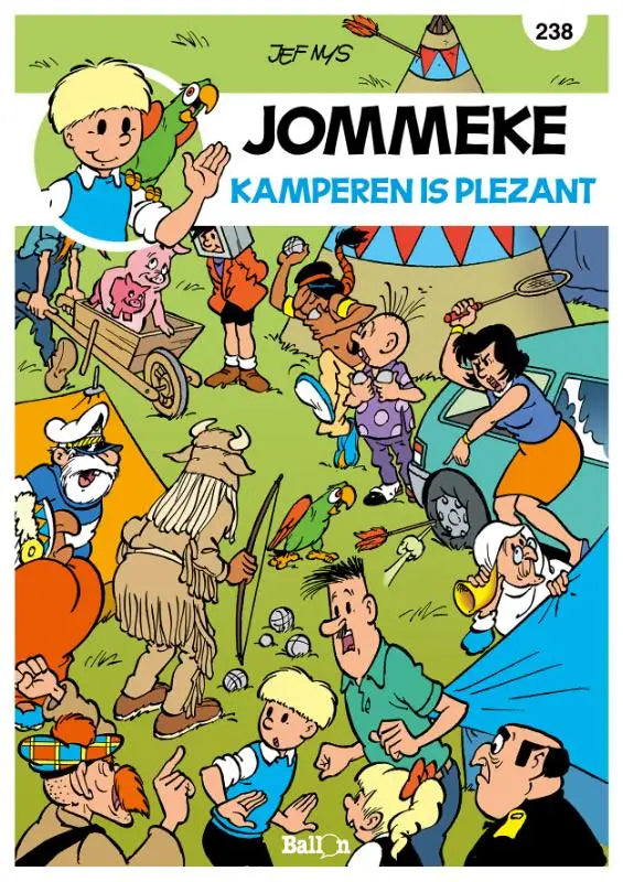 Jommeke comic boek cover met kleurrijke camping illustratie door jef mys in strips algemeen product kamperen is plezant