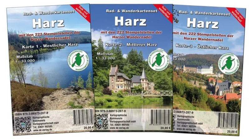 Kartenset Harz - 3-teiliges wetterfestes Kartenset vom gesamten Harz