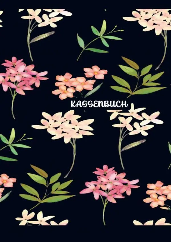A4 kassenbuch gebunden mit schwarz floralem cover zur einfachen eintragung von einnahmen und ausgaben