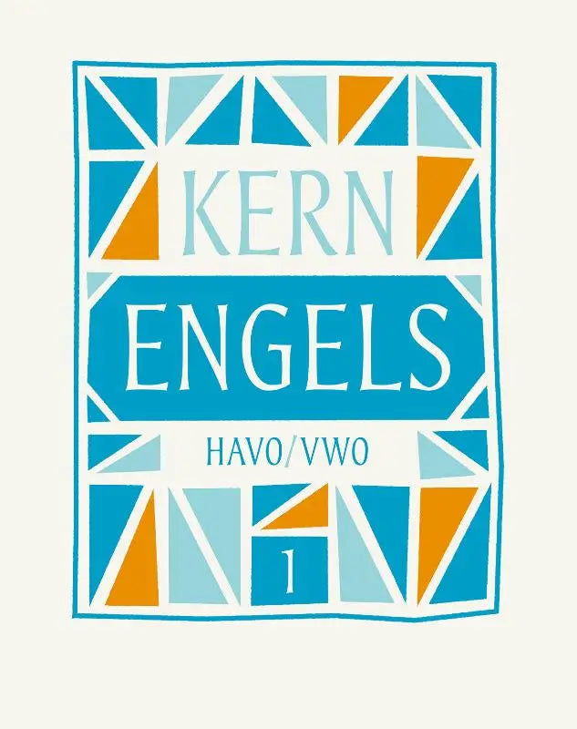 Blauw en oranje geometrisch logo van kern engels havo/vwo 1 voor gebruik binnen het product kern engels