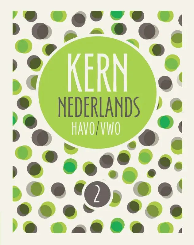 Green polka-dotted cover of kern nederlands havo vwo textbook with white and dark gray text