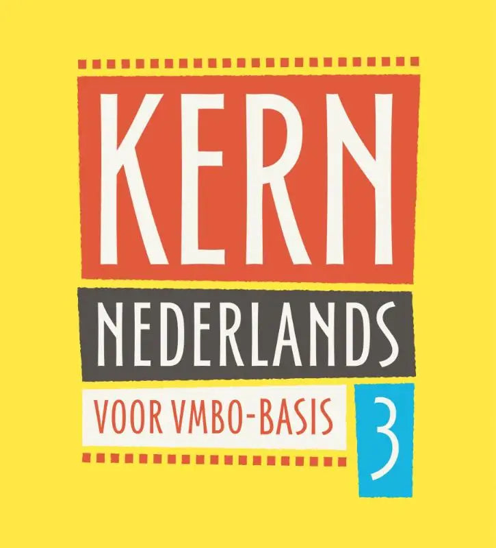 Vibrant geel boek met kern nederlands tekst voor vmbo-basis 3 op de omslag in modern ontwerp