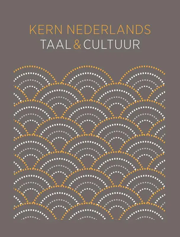 De voorkant van het handboek havo vwo kern nederlands taal & cultuur met goud-wit golfpatroon op grijze achtergrond