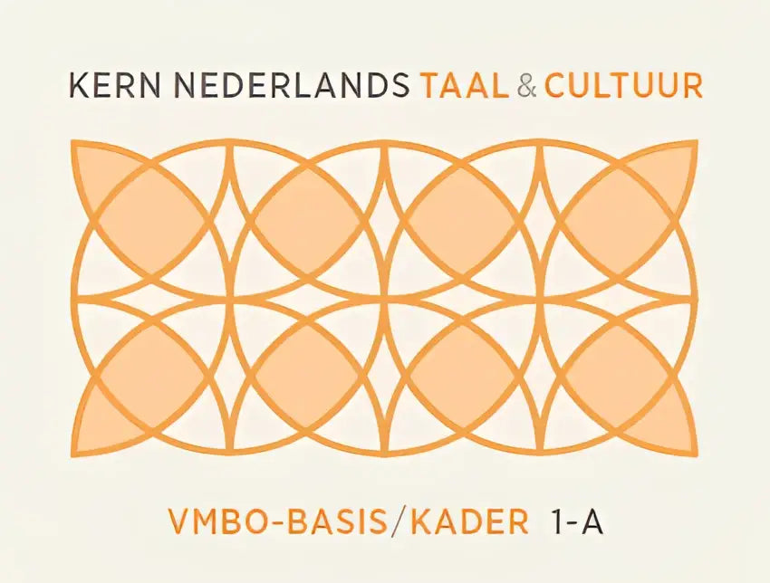De kern nederlands taal & cultuur vmbo-basis/kader leerboek met oranje cirkel patroon op off-white achtergrond