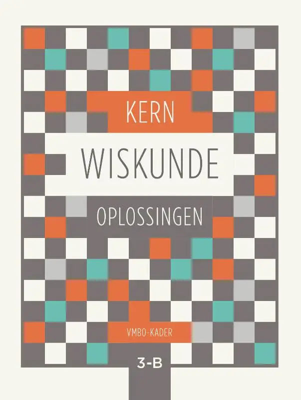 De kern wiskunde boekomslag toont een gedurfd oranje en turquoise ruitpatroon op een grijze achtergrond