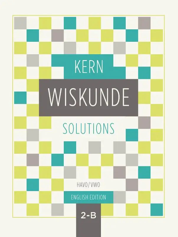 Kern wiskunde boekomslag met modern geometrisch ontwerp in turkoois, limegroen en grijs op witte achtergrond