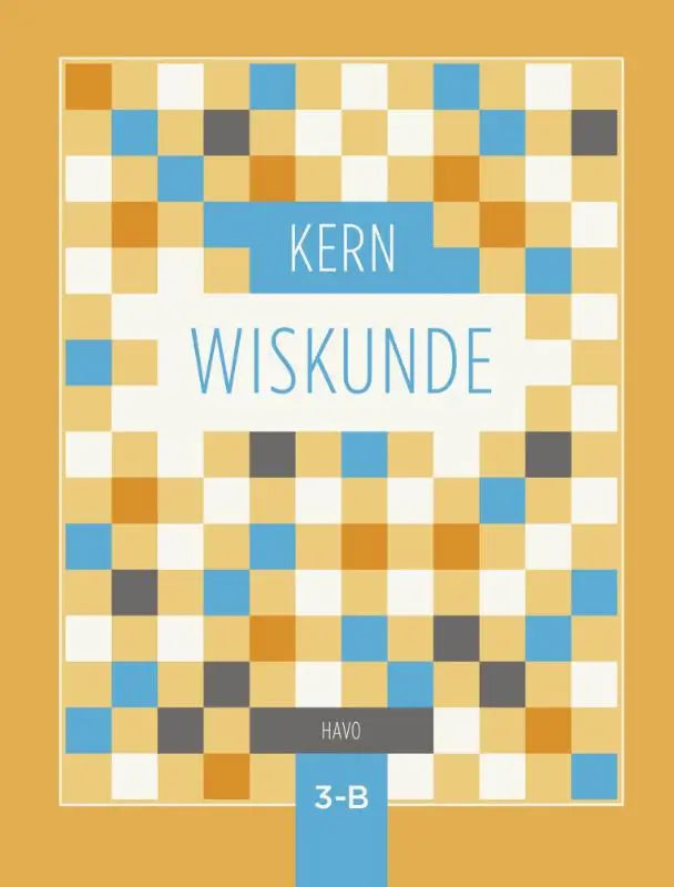 Het boekkern wiskunde heeft een pixelontwerp met blauwe, oranje en witte vierkanten in een rasterpatroon