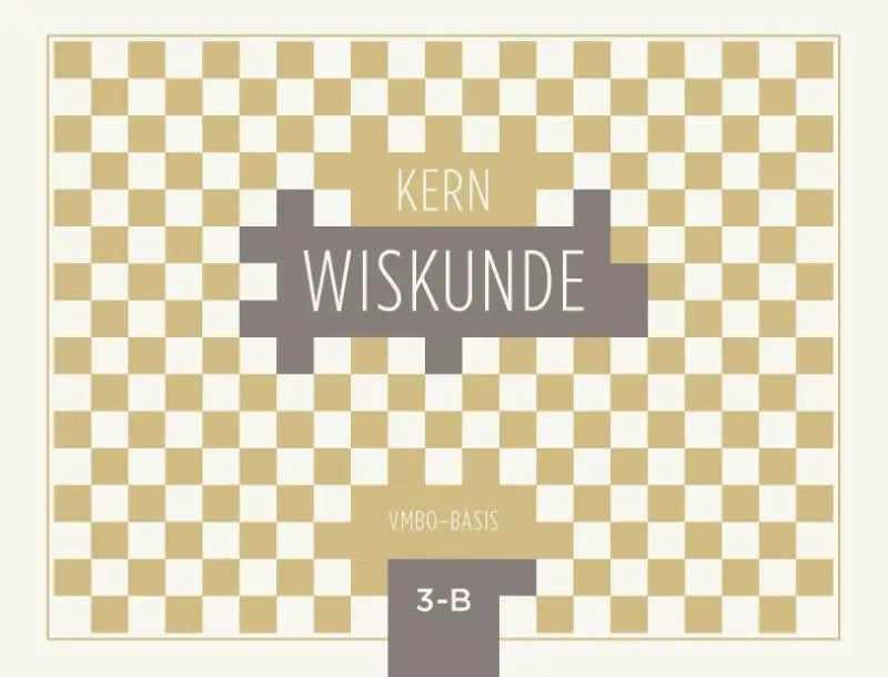Beige en witte ruiten achtergrond met kern wiskunde tekst op donkergrijze banner voor kern wiskunde product