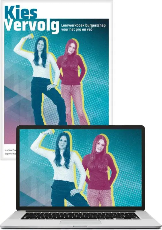 De cover van het kies vervolg combinatiepakket student werkboek voor burgerschap met twee vrouwen en geometrische patronen