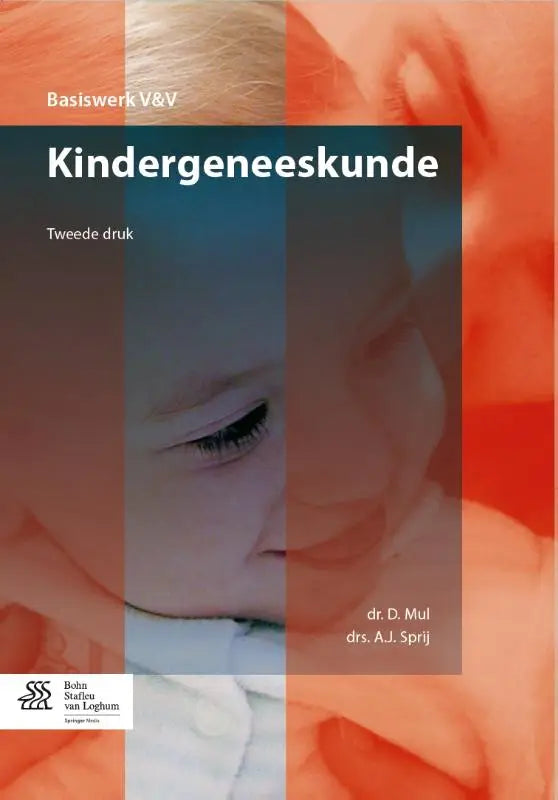 Cover van het boek kindergeneeskunde met zachte afbeelding van baby en oranje blauwe strepen voor ziektebeelden