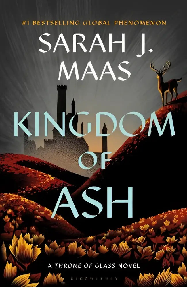 De boekomslag van kingdom of ash door sarah j voor de glass novel serie throne of glass in rood en zwart