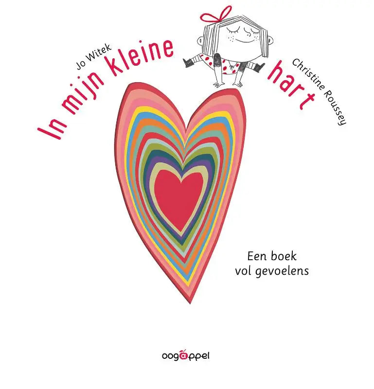 A kleurrijk regenboog hart siert de kinderboekcover van In mijn kleine hart voor jonge lezers