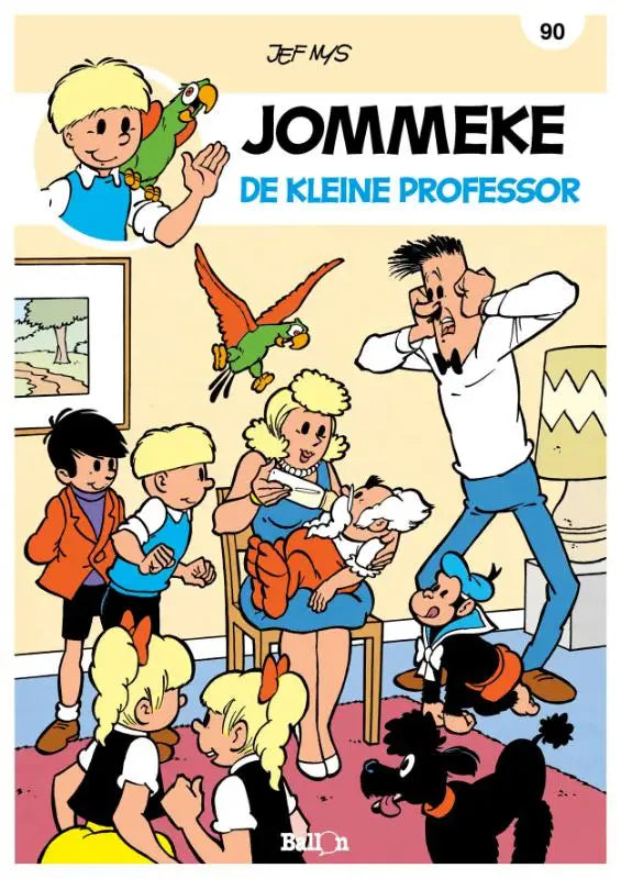 Cover van de comic jommeke de kleine professor door jef nys met kleurrijke cartoon en strips algemeen thema