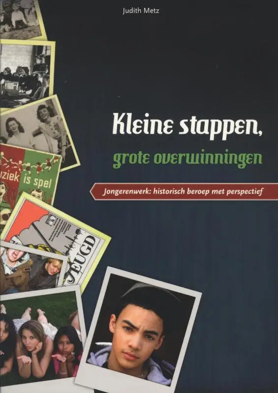Donkerblauw boek met de titel kleine stappen grote overwinningen in witte en groene tekst