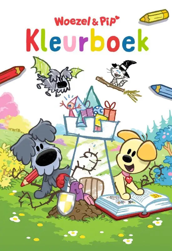 Kleurrijk kleurboek voor jonge lezers met cartoonhonden en fantasierijke personages voor creatief plezier