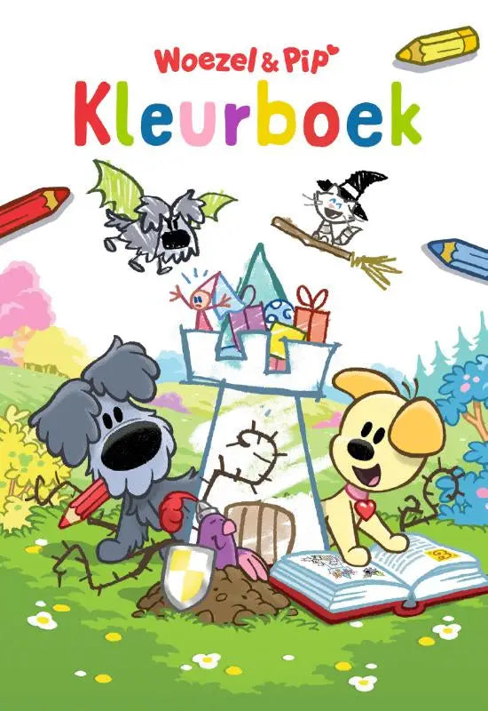 Kleurboek met kleurrijke cartoonhonden en speelse figuren, ideaal voor guusje nederhorst en kinderboeken diversen fans