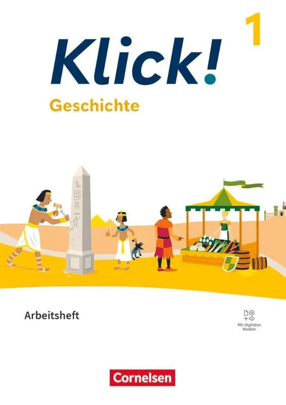 De kleurrijke voorkant van het arbeitsheft mit digitalen medien klick! band 1 voor geschiedenis met fachhefte für alle bundesländer