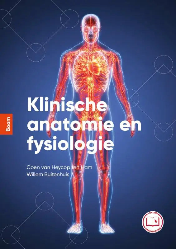 De cover van het medische leerboek klinische anatomie en fysiologie door coen van heycop ten ham en willem buitenhuys gepubliceerd door boom
