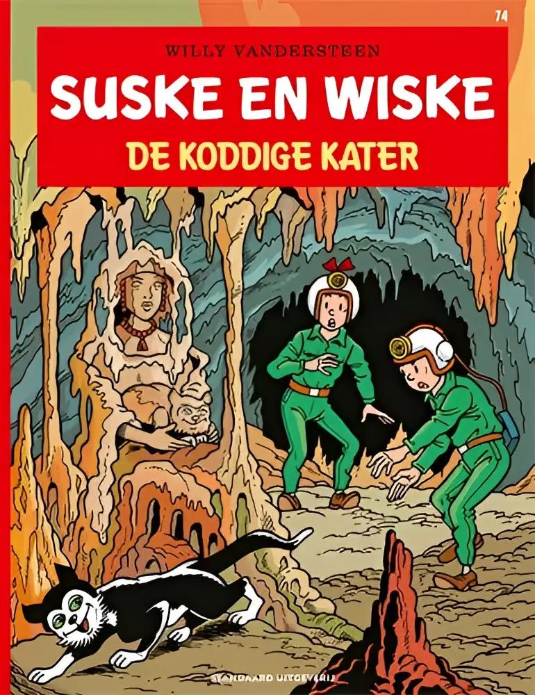 De koddige kater comic cover with suske en wiske characters in green uniforms and a black-and-white cat by willy vandersteen