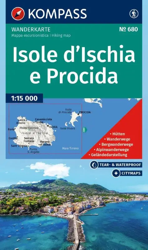 KOMPASS Wanderkarte 680 Isole d' Ischia e Procida 1:15.000 - Wanderkarte - inklusive Offline-Verwendung in der KOMPASS-App. Wanderwege.
