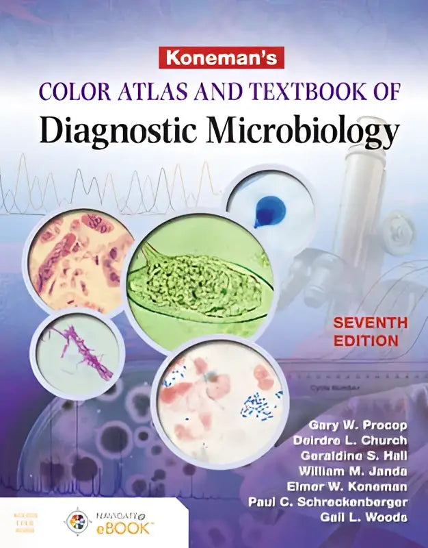 Koneman’s color atlas and textbook of diagnostic microbiology seventh edition toont een medische color atlas and uitgebreide atlas and textbook voor microbiologisch onderzoek