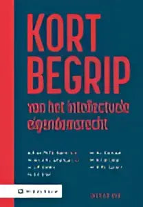 De poster van kort begrip van het intellectuele eigendomsrecht door wolters kluwer nederland met witte tekst op blauwe achtergrond