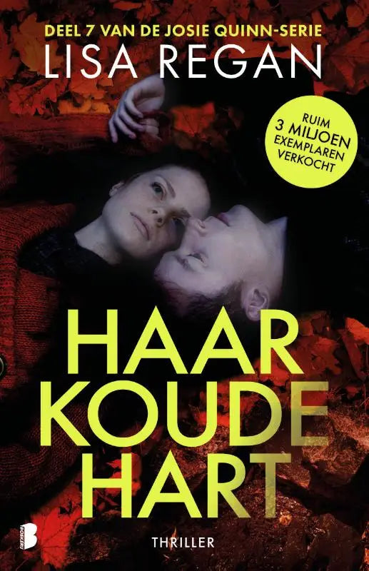 De boekcover van koude hart van josie quinn toont twee gezichten tegen een donkere vurige achtergrond