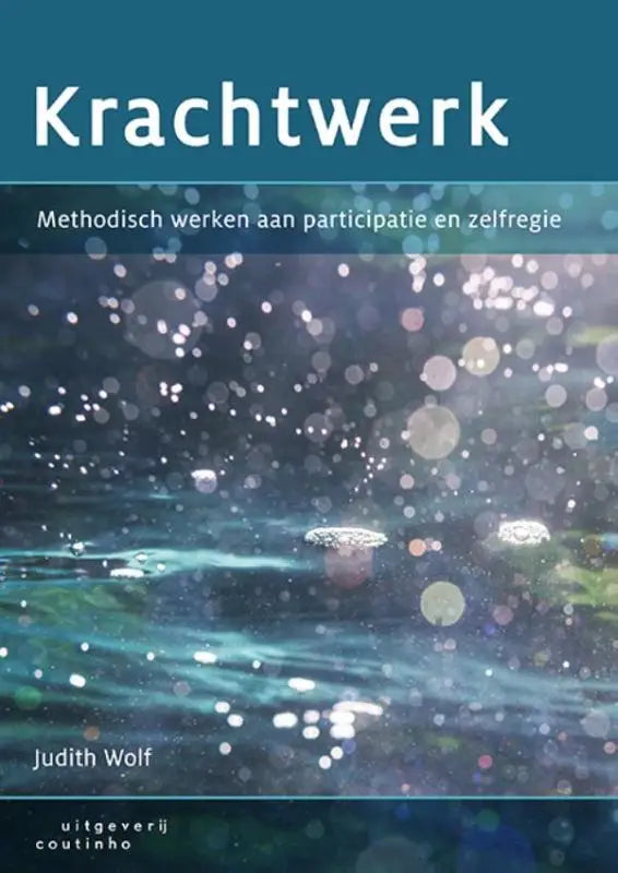 Krachtwerk-boekcover met titel in wit op teal achtergrond en waterdruppel