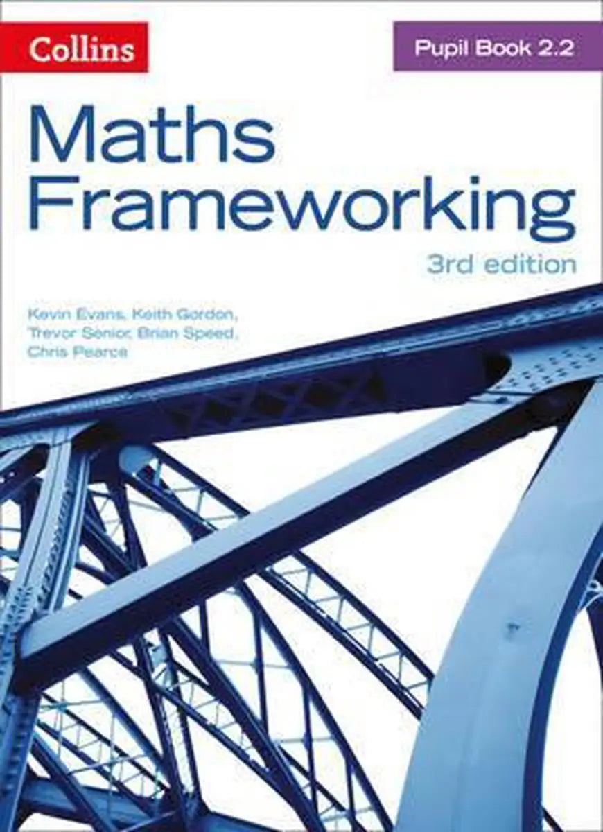 Collins maths frameworking pupil book 2.2 third edition met blauwe stalen brug cover voor mathematisch redeneren en oefenvragen met vlaggetje