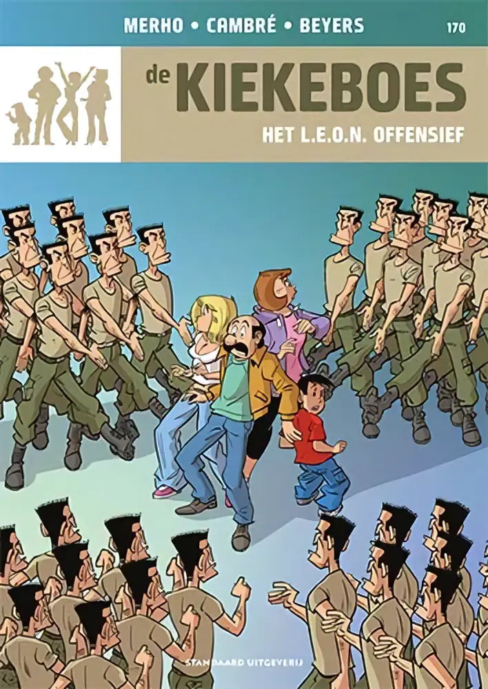 De cover van het comicboek de kiekeboes het l.e.o.n. in het product het l.e.o.n offensief door mike beyers strips algemeen