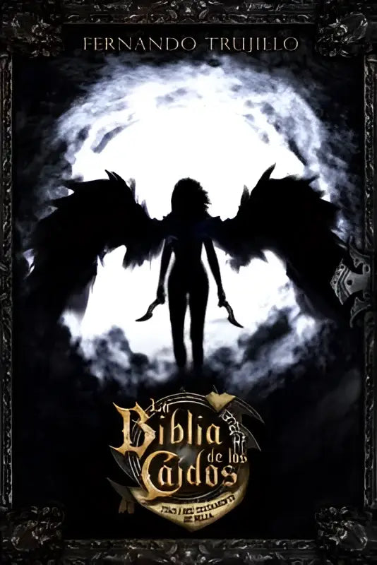De cover van la biblia de los caídos tomo 1 del testamento toont een donkere, sierlijke omslag met een vleugelachtige figuur