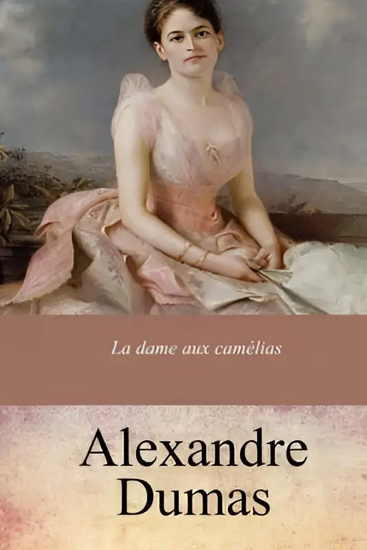 De boekomslag van la dame aux camélias toont een zachte roze satijnen jurk met dentelle en parelversiering